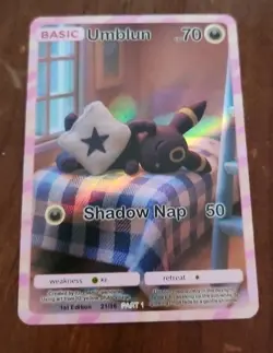 Pokemon Umbreon Umblun Sleepy Fanart Card - Image 1