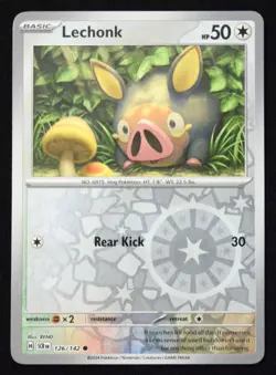 Pokemon TCG Lechonk 126/142 2024 Stellar Crown Reverse Holo Common Card - NM - Image 1
