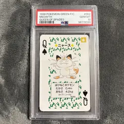 1996 POKEMON GREEN VERSION PLAYING CARDS QUEEN OF SPADES #052 MEOWTH PSA 10 - Image 1