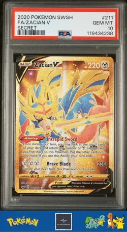 2020 Pokemon Sword & Shield Base Set 211/202 Zacian V 212/202 Zamazenta V PSA 10 - Image 2