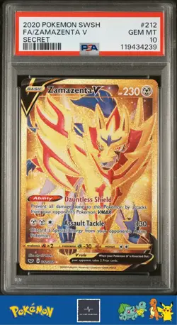2020 Pokemon Sword & Shield Base Set 211/202 Zacian V 212/202 Zamazenta V PSA 10 - Image 4