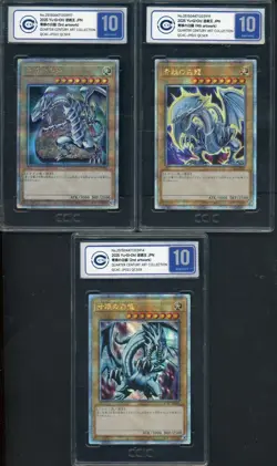 Lot (3) CIC 10 Yu-Gi-Oh! Quarter Century Art 9th 3rd 2nd Blue-Eyes White Dragon - Image 1