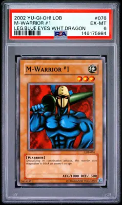 2002 YU-GI-OH! LOB-LEGEND OF BLUE EYES WHITE DRAGON #076 M-WARRIOR #1 PSA 6 - Image 1