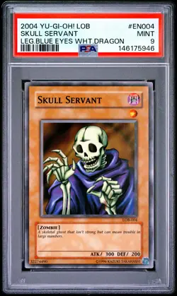 2004 YU-GI-OH! LOB-LEGEND OF BLUE EYES WHITE DRAGON #EN004 SKULL SERVANT PSA 9 - Image 1