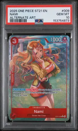 2025 ONE PIECE STARTER DECK ST21-EX GEAR 5 ALTERNATE ART #009 NAMI PSA 10 - Image 1