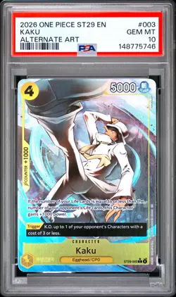 2026 ONE PIECE STARTER DECK ST29-EGGHEAD ALTERNATE ART #003 KAKU PSA 10 - Image 1