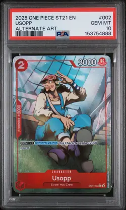 2025 ONE PIECE STARTER DECK ST21-EX GEAR 5 ALTERNATE ART #002 USOPP PSA 10 - Image 1