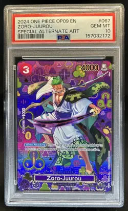 2024 One Piece OP09 EN Zoro Juurou Special Alternate Art #067 PSA 10 Gem Mint - Image 1