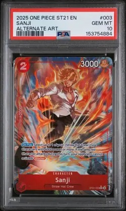 2025 ONE PIECE STARTER DECK ST21-EX GEAR 5 ALTERNATE ART #003 SANJI PSA 10 - Image 1