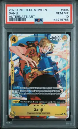 2026 ONE PIECE STARTER DECK ST29-EGGHEAD ALTERNATE ART #004 SANJI PSA 10 - Image 1