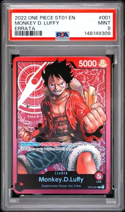 One Piece Monkey D Luffy Errata ST01-001 PSA 9 Mint - Image 1