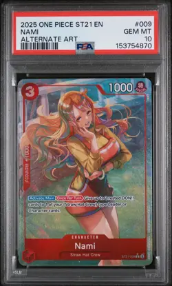 2025 ONE PIECE STARTER DECK ST21-EX GEAR 5 ALTERNATE ART #009 NAMI PSA 10 - Image 1