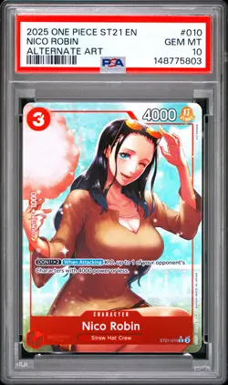 2025 ONE PIECE STARTER DECK ST21-EX GEAR 5 ALTERNATE ART #010 NICO ROBIN PSA 10 - Image 1