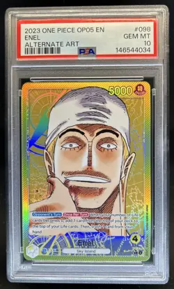 2023 One Piece OP05 EN Enel Alternate Art #098 PSA 10 GEM MINT Gem Mint - Image 1
