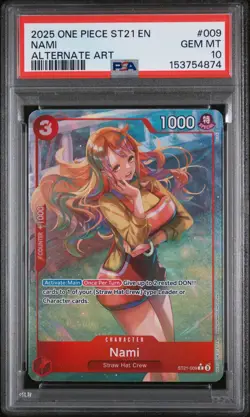 2025 ONE PIECE STARTER DECK ST21-EX GEAR 5 ALTERNATE ART #009 NAMI PSA 10 - Image 1