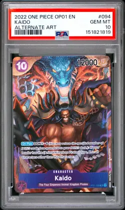 2022 ONE PIECE OP01-ROMANCE DAWN ALTERNATE ART #094 KAIDO PSA 10 - Image 1