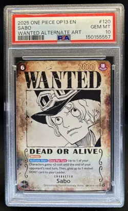 2025 One Piece OP13 EN Sabo Wanted Alternate Art #120 PSA 10 GEM MINT Gem Mint - Image 1