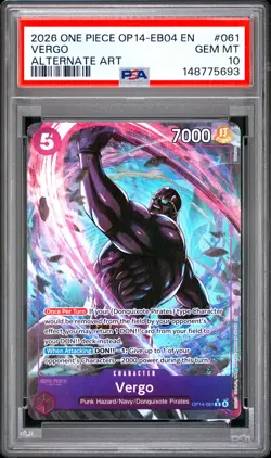 2026 ONE PIECE OP14-EB04-THE AZURE SEA'S SEVEN ALTERNATE ART #061 VERGO PSA 10 - Image 1