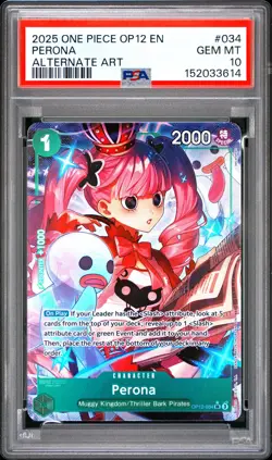 2025 ONE PIECE OP12-LEGACY OF THE MASTER ALTERNATE ART #034 PERONA PSA 10 - Image 1