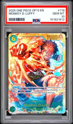 2025 ONE PIECE OP13-CARRYING ON HIS WILL #118 MONKEY D. LUFFY PSA 10 - Image 1