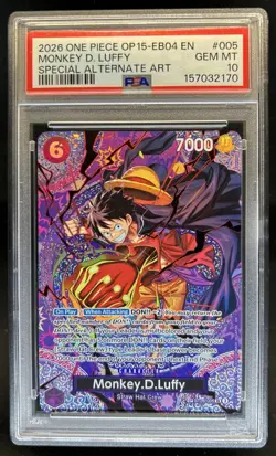 2026 One Piece OP15-EB04 EN Monkey D. Luffy Special Alternate Art #005 PSA 10 - Image 1