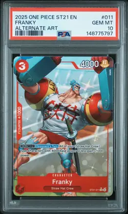 2025 ONE PIECE STARTER DECK ST21-EX GEAR 5 ALTERNATE ART #011 FRANKY PSA 10 - Image 1