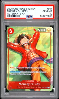 2025 ONE PIECE STARTER DECK ST21-EX GEAR 5 ALTERNATE ART MONKEY D. LUFFY PSA 10 - Image 1