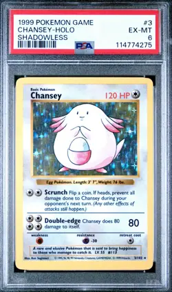 CHANSEY HOLO SHADOWLESS 1999 POKEMON GAME 3/102 PSA 6 - Image 1