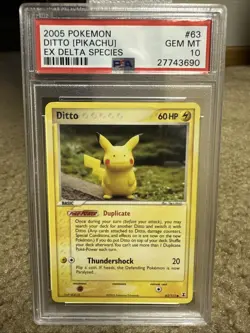 Pokemon TCG Ditto Pikachu 63/113 PSA 10 EX Delta Species 2005 Non-Holo - Image 1