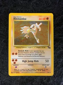 Pokemon TCG Hitmonlee 1999 Fossil Holo Card 7/62 Unlimited Holo Rare MP - Image 1