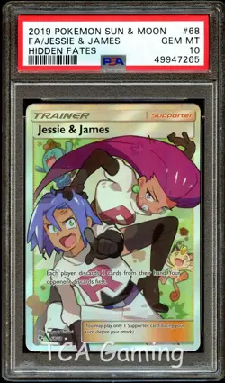 PSA 10 GEM MINT Jessie & James 68/68 FULL ART Hidden Fates Pokemon Card 265 - Image 1