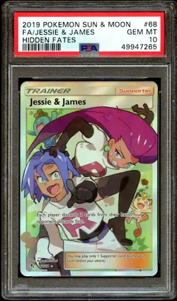 PSA 10 GEM MINT Jessie & James 68/68 FULL ART Hidden Fates Pokemon Card 265 - Image 2