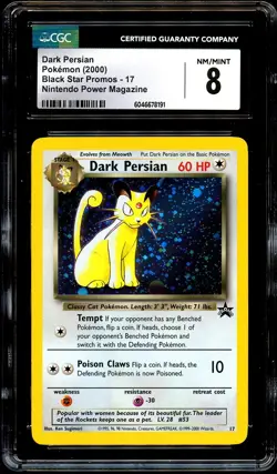 CGC 8 NM-MINT Dark Persian # 17 WOTC Black Star PROMO HOLO Pokemon Card 191 - Image 2