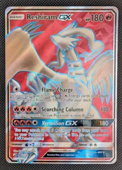 Pokemon TCG Reshiram GX 65/70 Dragon Majesty Ultra Rare Holo Full Art Card - Image 1