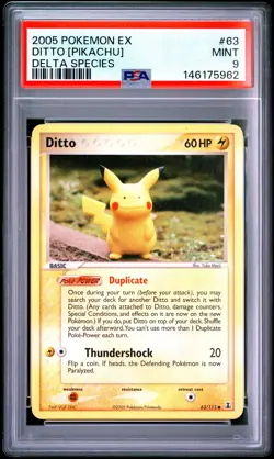 2005 POKEMON EX DELTA SPECIES #63 DITTO [PIKACHU] PSA 9 - Image 1