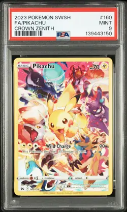 2023 POKEMON SWORD & SHIELD CROWN ZENITH #160 FULL ART/PIKACHU PSA 9 - Image 1