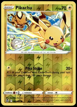 Pikachu 049/195 Common Silver Tempest Pokemon Reverse Holo Near Mint - Image 2