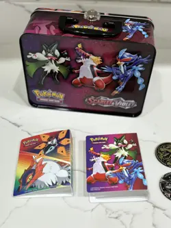 Pokemon CHARIZARD Collectors Tin Lunch Box No Dents Card Holders & 2 Coins - Image 2