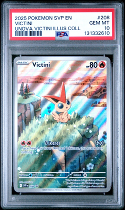 2025 POKEMON VICTINI UNOVA VICTINI ILLUS COLL BLACK STAR PROMO #208 PSA 10 - Image 1