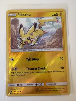 Pikachu 40/147 Sun & Moon Burning Shadows Pokemon Reverse Holo LP - Image 2