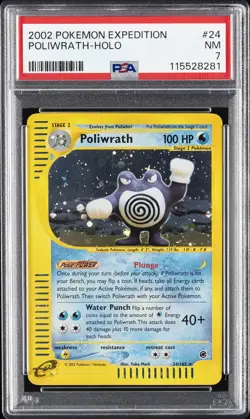 2002 POKEMON EXPEDITION #24 POLIWRATH-HOLO PSA 7 - Image 1