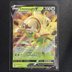 Pokemon TCG Chesnaught V Silver Tempest 015/195 Holo Ultra Rare - Image 1