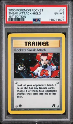 2000 POKEMON ROCKET 1ST EDITION #16 ROCKET'S SNEAK ATTACK-HOLO PSA 8 - Image 1