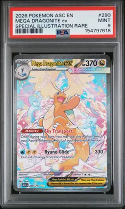 2026 POKEMON ASCENDED HEROES SPECIAL ILLUSTRATION RARE MEGA DRAGONITE EX PSA 9 - Image 1