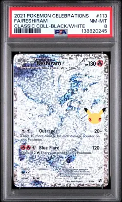 2021 POKEMON CELEBRATIONS CLASSIC COLLECTION #113 FULL ART/RESHIRAM PSA 8 - Image 1