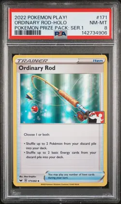 2022 POKEMON PLAY! POKEMON PRIZE PACK: SERIES 1 #171 ORDINARY ROD-HOLO PSA 8 - Image 1