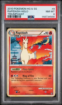 2010 POKEMON HEARTGOLD & SOULSILVER TRIUMPHANT #8 RAPIDASH-HOLO PSA 8 - Image 1
