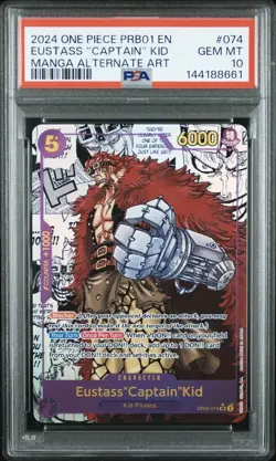 2024 One Piece Eustass “Captain” Kid Manga Alternate Art PRB01 EN #074 PSA 10 - Image 1