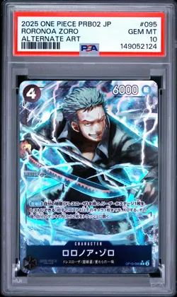 2025 ONE PIECE PRB02 JAPANESE ALTERNATE ART #095 RORONOA ZORO PSA 10 - Image 1