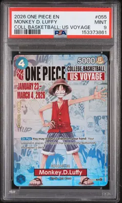 2026 ONE PIECE COLLEGE BASKETBALL: US VOYAGE PROMOS #055 MONKEY D. LUFFY PSA 9 - Image 1